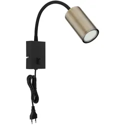 Wandleuchte Lampe Schlafzimmerlampe Schreibtischleuchte Wandlampe mit Stecker Leselampe, Metall Kunststoff, flexibel einstellbar, 1x GU10, LxBxH 32x7x44 cm
