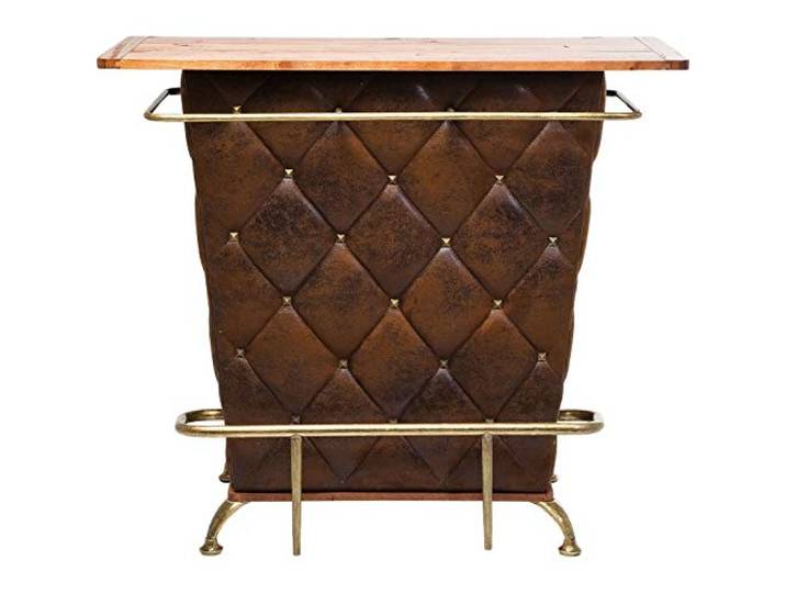 Kare Design Bar Lady Rock, braun/gold, Vintage, Bartisch, Bartresen, Stauraum, Flaschenhalterungen, 104x120x48cm (H/B/T)