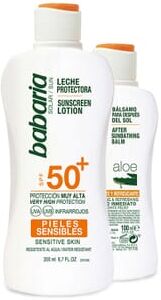 Babaria Protetor Solar Peles Sensíveis SPF50+ + Bálsamo Aloe Grátis