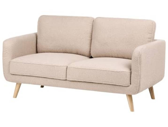 Beliani 2-Sitzer Sofa Bouclé beige gepolstert Dicke Nähte mit Holzbeinen Armlehnen klassisches Design Kilja