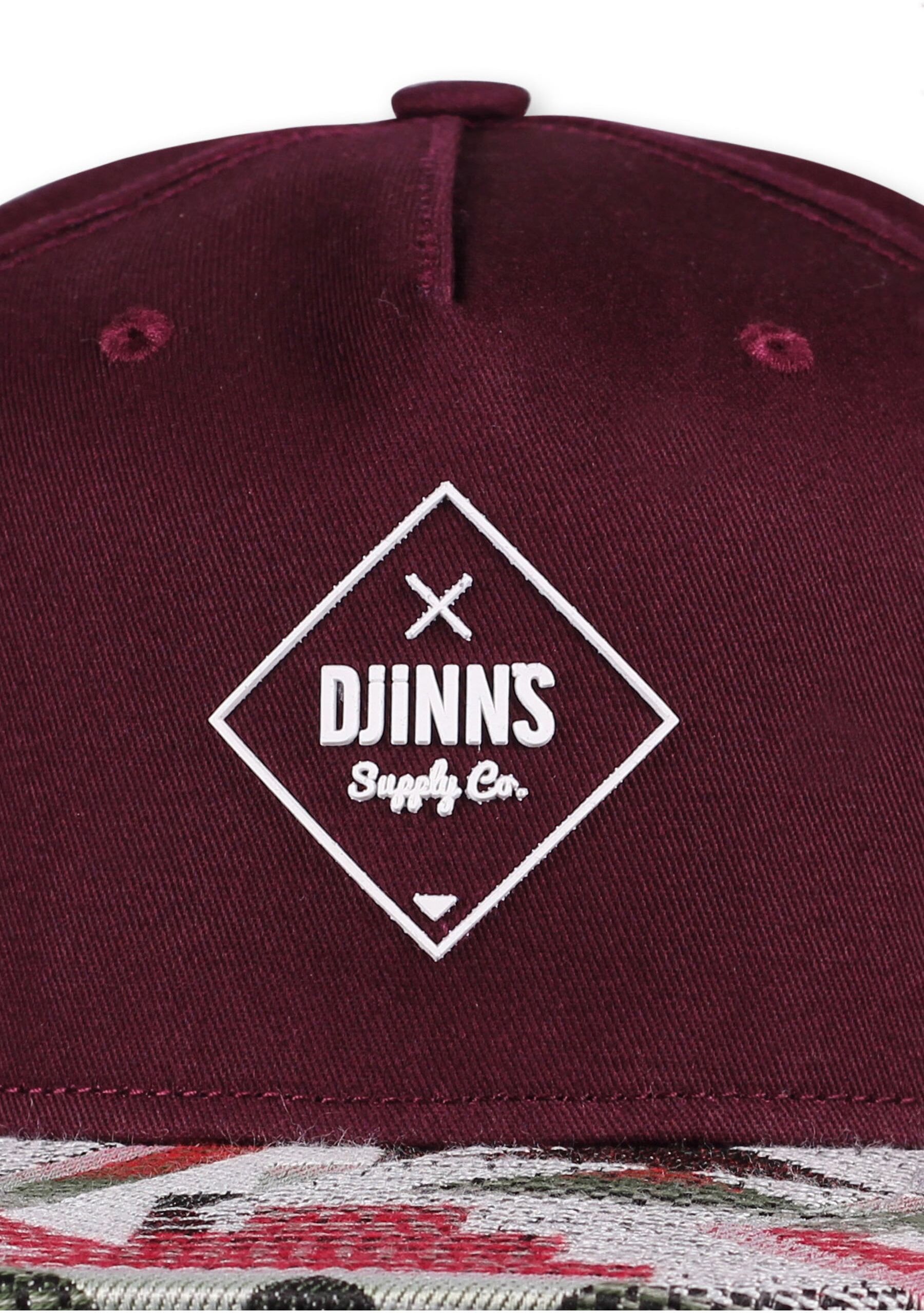 Snapback Cap DJINNS "Djinns Djinns 5 Panel Rubber Aztek Snapback Cap", Damen, Gr. onesize, rot (wine), 100% Baumwolle, Caps