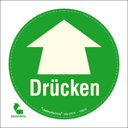 Türschild Drücken Folie selbstklebend (Ø) 100mm 100mm DIN 67510-4 1St.