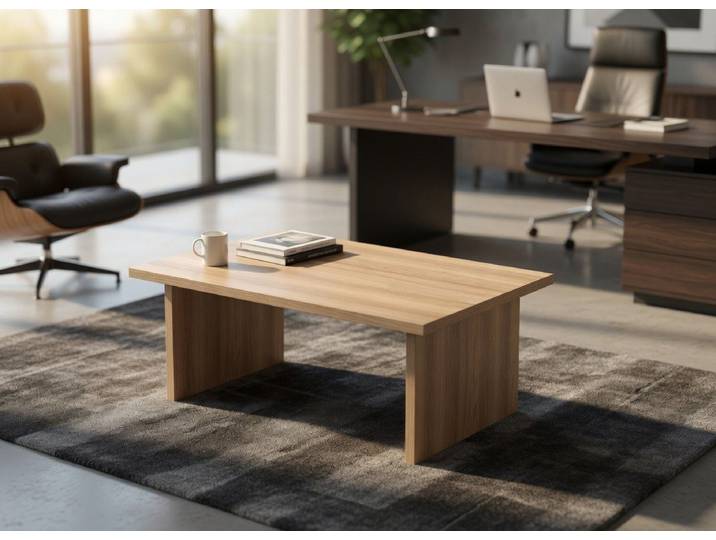 Xlmoebel Couchtisch Eleganter rechteckiger Couchtisch aus hellem Holz in Beige, Made in Europa