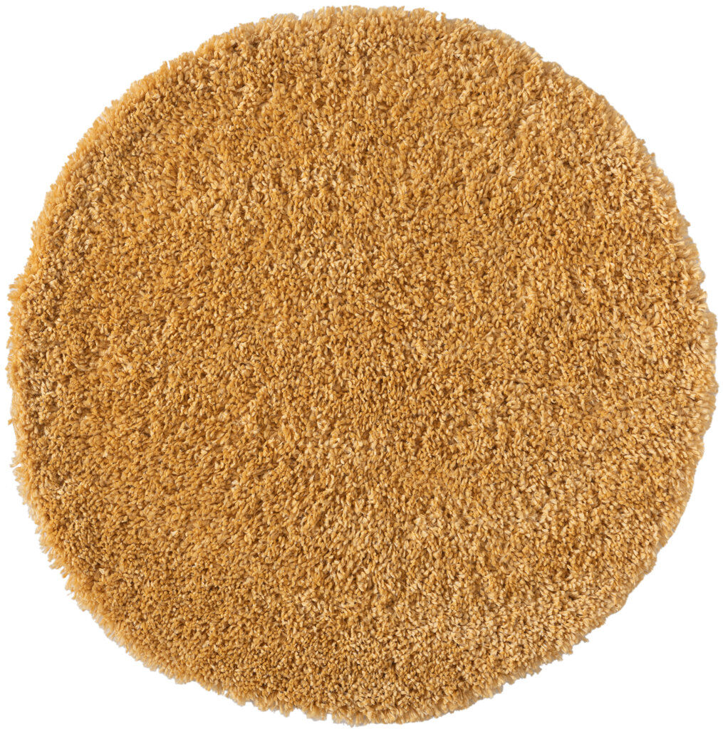 17 Stories Shaggy Lush Golden Yellow Rug Round 100cm