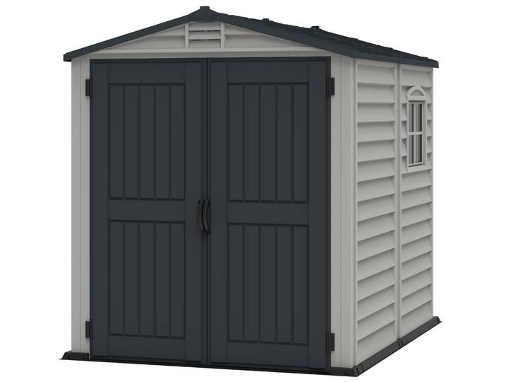 Gartenhaus VCM Kunststoff Gerätehaus 186x190 Gartenhaus Drehtüren , grau, Gartenhäuser, Gartenhaus