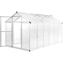 Helloshop26 - Gewächshauszelt für Pflanzen Blumen und Gemüse Aluminium 362 x 190 x 195 cm 13,41 m3 transparent