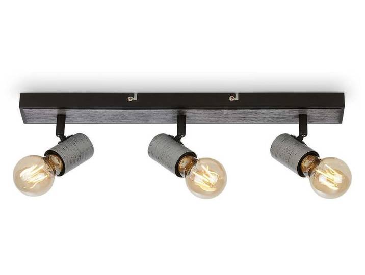 Plafonnier Spot orientable 3xE27 60W IP20 argent antique métal Briloner