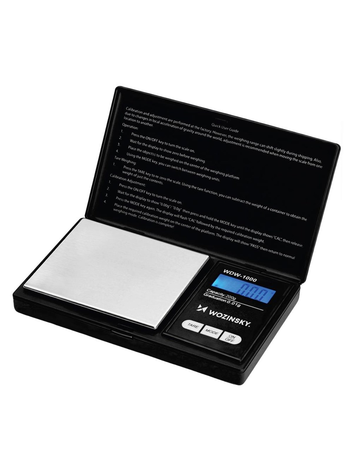 Wozinsky Küchenwaagen WDW-1000 Jewelry Scale 200g 0.01g Precision Illuminated - Black