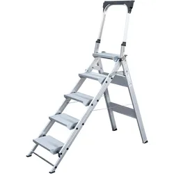 Munk, Leiter + Gerüst, Klapptreppe mit Haltebügel 5 Stufen (Stehleiter, 139 cm)