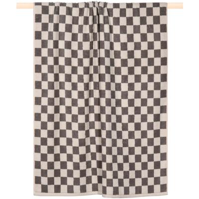 Strandtuch PAD "CHESS, 100x180 cm", schwarz (charcoal), B:100cm L:180cm, Frottee, Frottee, Handtücher, Made in Europe, 100% Baumwolle, modernes Karo Design
