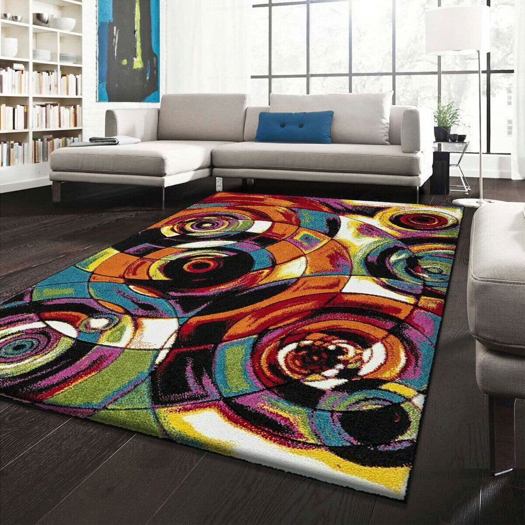 Metro Alterizio Abstract Flokati Area Rug Black/Blue/Brown Rectangle 200 x 290cm