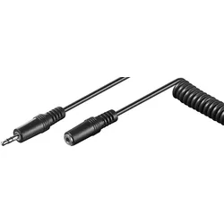 Klinken Spiral Verlängerungskabel, 3,5mm Klinkenstecker  3,5mm Klinkenbuchse, stereo, schwarz - Länge: 5,0 m