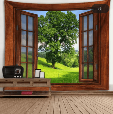 Inspire Picks 3D Window Scenery Tapestry Nature Wall Mural Background Decor 4 200x170cm