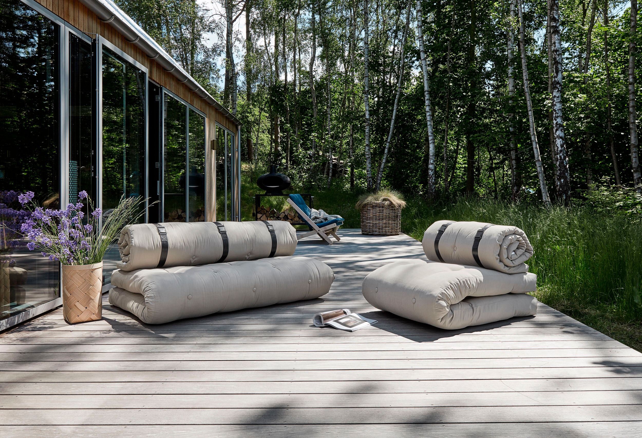Loungesofa KARUP DESIGN "BUCKLE-UP Sofa out™, Loungesofa in Schlafplatz verwandelbar", beige, B:95cm H:68cm T:140cm, Webstoff-Bezug (100% Acryl Dralon), Sofas, Loungesofa, Outdoor geeignet, Schmutz- und Wasserabweisend, Made in Europe