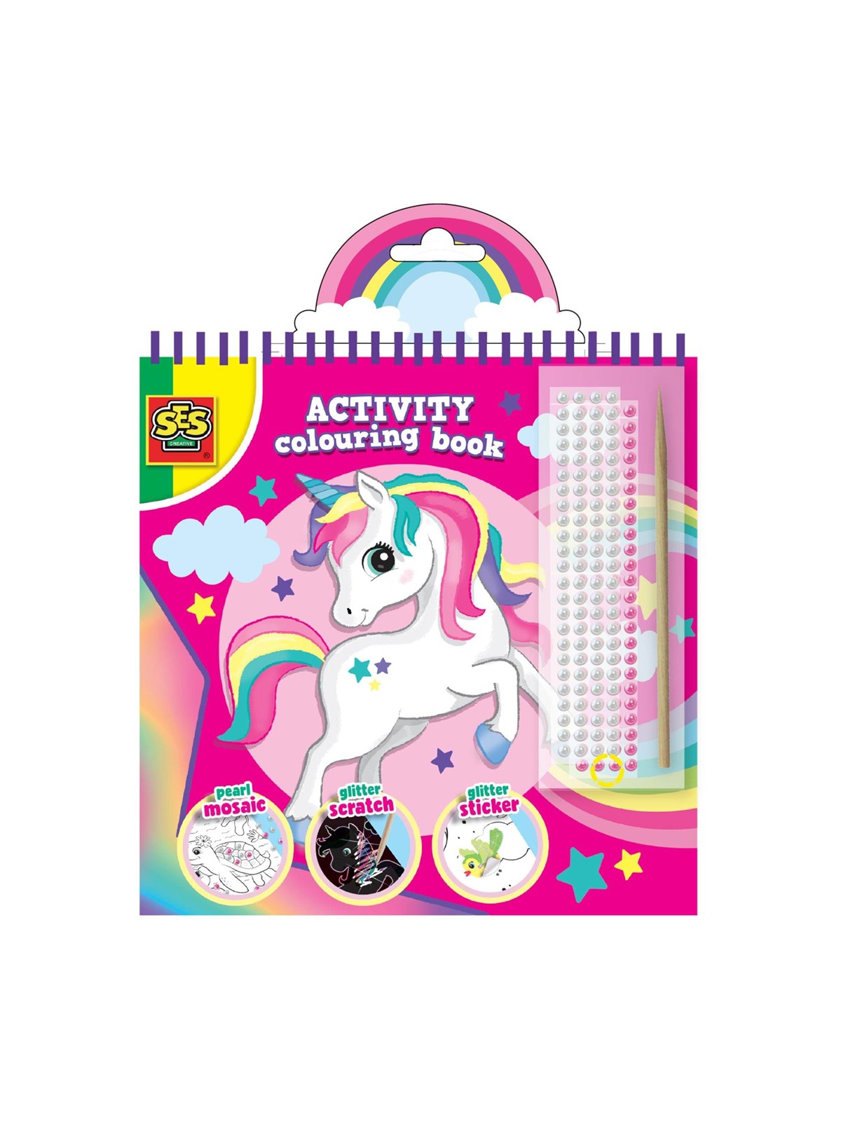 SES Creative Activity Colouring book glitter 3 in 1 - 3 activities in 1 colouring book