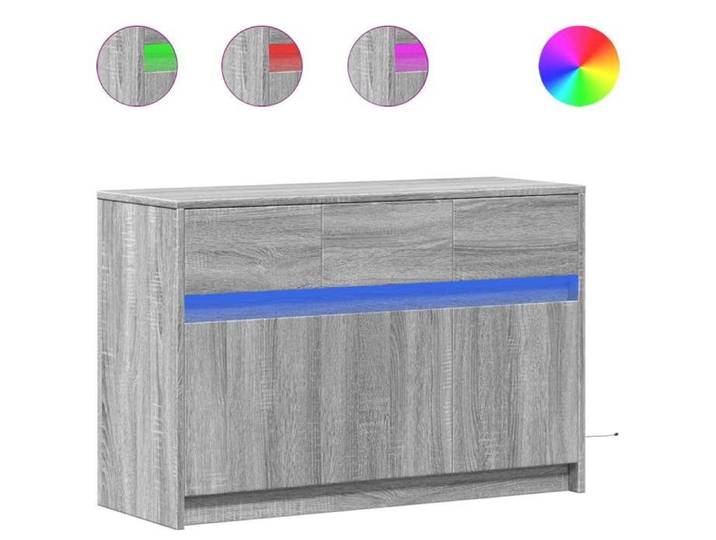 BEST-HOME Meuble de salon - UU - Meuble TV/hifi - avec LED sonoma gris 91x34x61 cm bois d'ingénierie HH17667