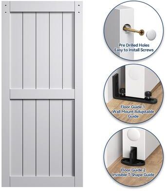 Sanding 30in./32in./36in./42in./48in.x 84in.MDF Barn Door With Sliding Hardware Kit ,Covered with Water-Proof PVC Surface