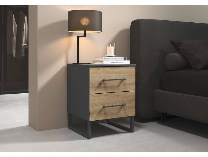 Table de nuit Butte 53cm 1 set Marron/Gris