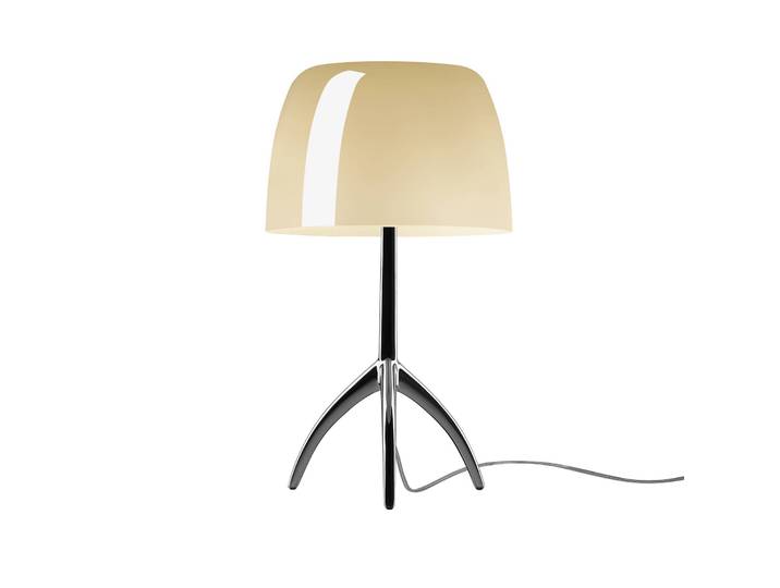 Foscarini Designer Tischlampe Lumiere piccola, dimmbar, creme / amber, für Wohn- / Esszimmer, Glas, Design, Tischlampe