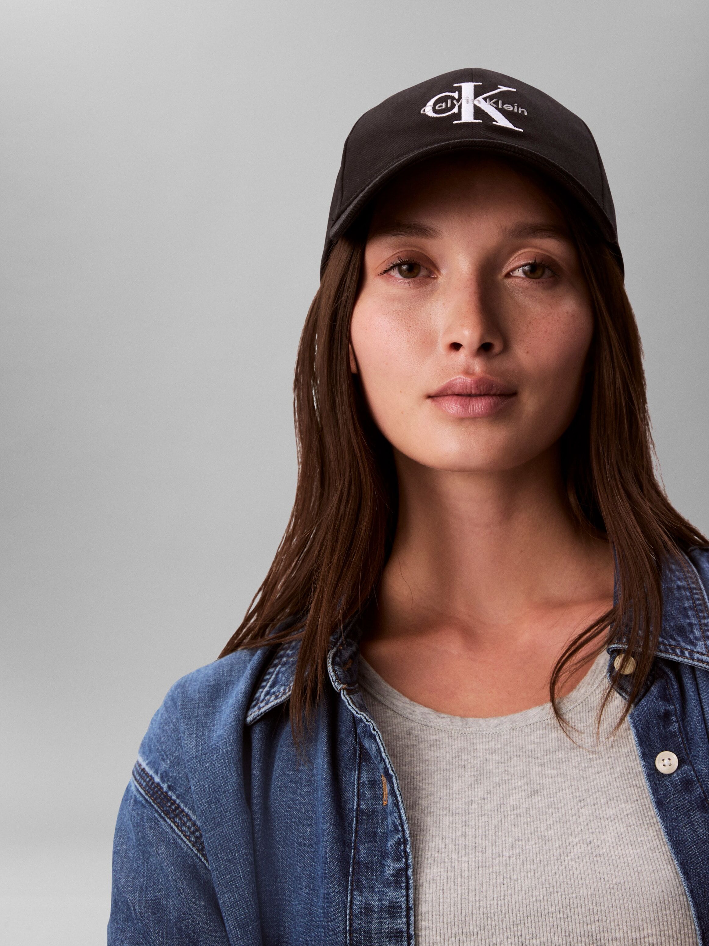 Baseball Cap CALVIN KLEIN "MONOLOGO EMBROIDERY BASEBALL HAT", Damen, schwarz, Web, Baumwolle, unifarben, Caps Baseball Cap, Mit festem Schirm schwarz Einheitsgröße