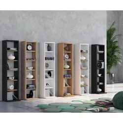 VCM Holzregal stehend   platzsparender CD Schrank für 102 CDs oder 36 DVDs   Maße: H. 92 x B. 21 x T. 20 cm   Elegantes DVD Regal stehend   Blu-Ray Regal   CD Regal - Elementa