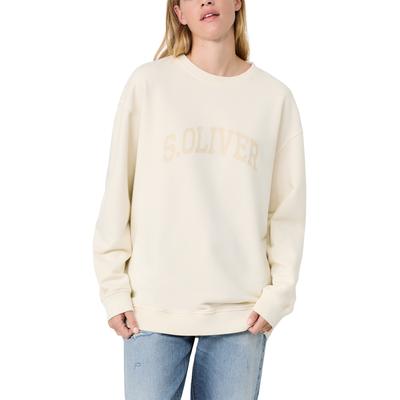 Sweater S.OLIVER "s.Oliver X Heidi Klum Logo Sweater Uni", Damen, Gr. 40, almond, Sweatshirts Sweater, mit Logo-Print