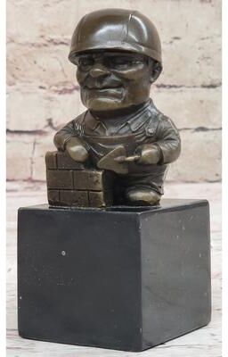 Bronzhaus Construction Worker Bricklayer Builder Contractor Bronze Statue Gift Figurine Bookend 5.5 Inches 2.5 Inches