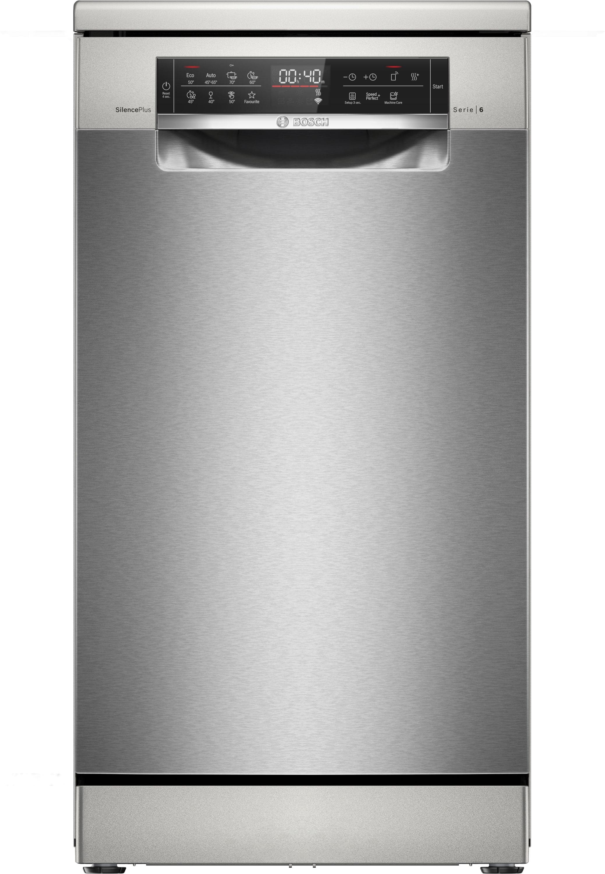 Bosch Serie 6 SPS6EMI21E 45 cm Geschirrspüler freistehend leise 10 Maßgedecke aquaStop Funktion (Gebürsteter Stahl)