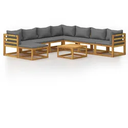 vidaXL 9-tlg. Garten-Lounge-Set mit Auflagen Massivholz Akazie