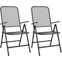 vidaXL Klappbare Gartenstühle 2 Stk. Streckgitter Anthrazit