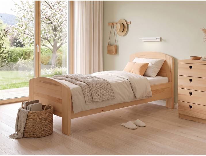 Kinder- und Jugendbett „Kerstin“ Kernbuche 120 x 200 cm Massivholz Buche