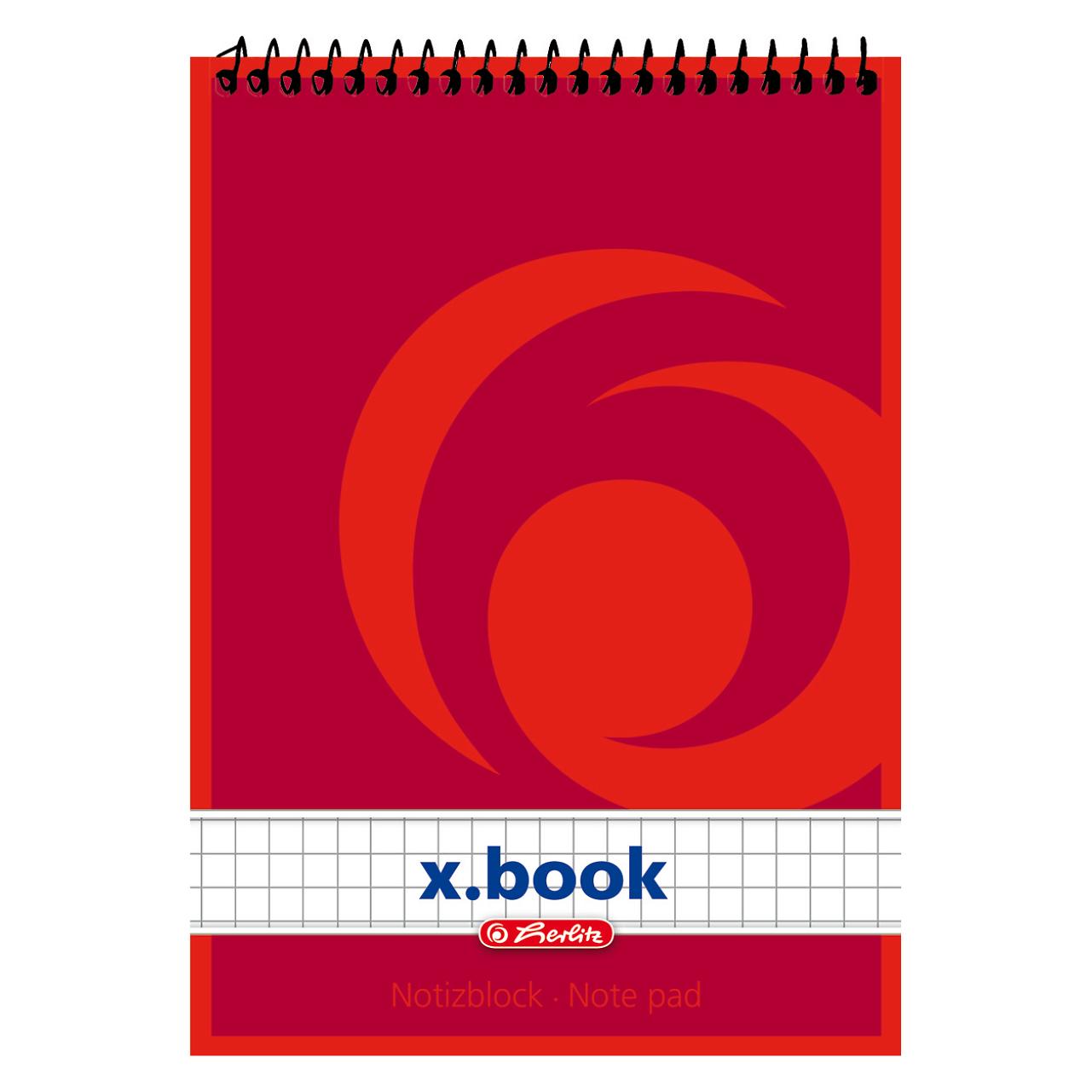 Herlitz Spiralnotizblock x.book, DIN A6, 50 Blatt, kariert (A6, Kariert) (110635)