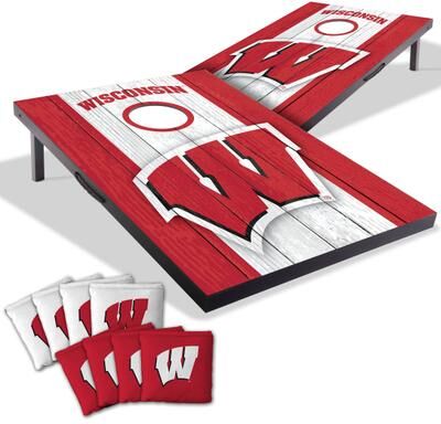 Skip's Garage Wisconsin Badgers NCAA Compact 2x3 Tailgate Cornhole Board Set