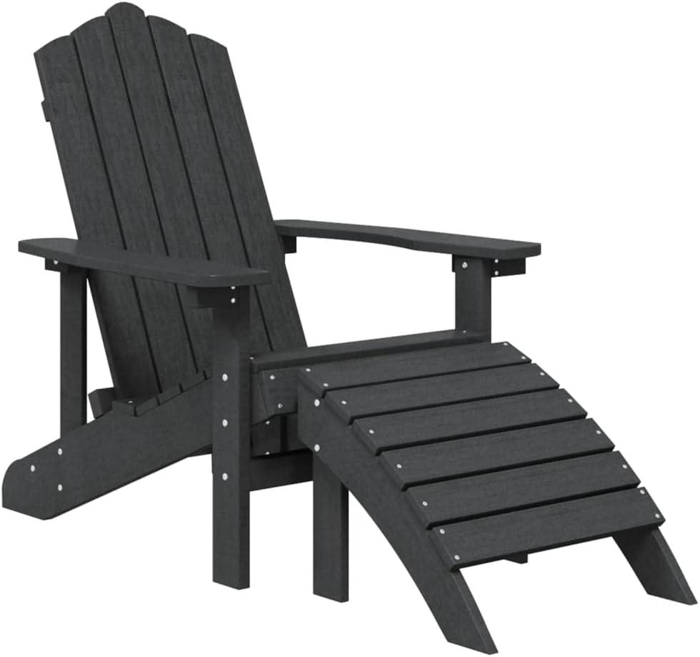 Adirondack-Gartensessel aus wetterfestem HDPE mit abnehmbarer Fußstütze, UV-beständiger Gartenstuhl mit breiten Armlehnen und hoher Rückenlehne