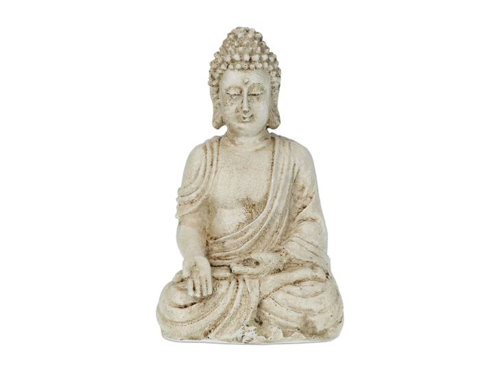 Buddha Figur sitzend 17,5cm Creme