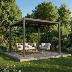 agadon Aluminum Lamellen-Pergola manuell 296 x 296 cm Dunkelgrau - Dunkelgrau