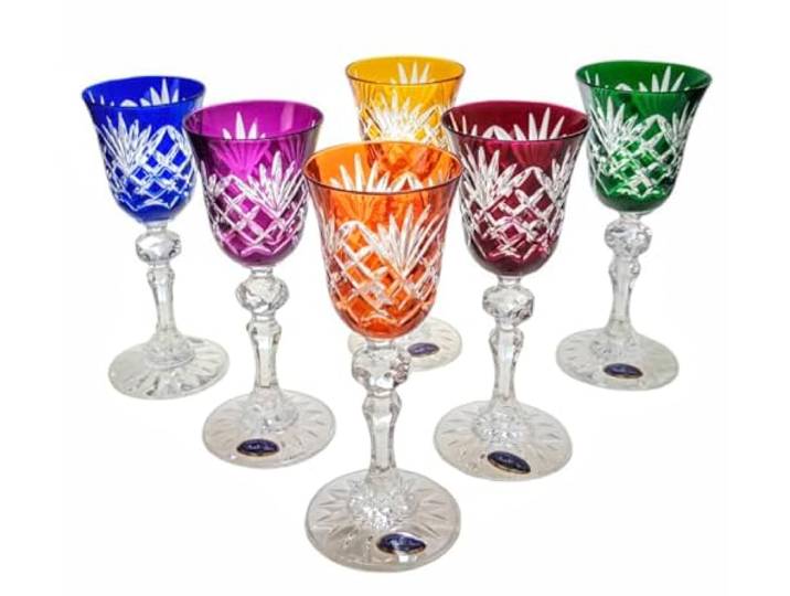 MaRika Kristall-Likörgläser 60ml – Set mit 6 Stück, Buntes, Handverziert, Elegantes Glas für Liköre und Spirituosen – Geschenkidee