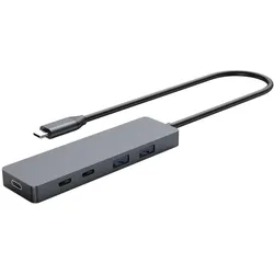 DLH HUB USB-C : 3x USB-C & 2x USB-A (USB-C, 5 Ports), Dockingstation + USB Hub, Grau