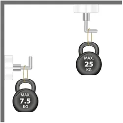 3x Supermagnete, Magnet, Magnetsystem gummiert mit L-Haken (1x)