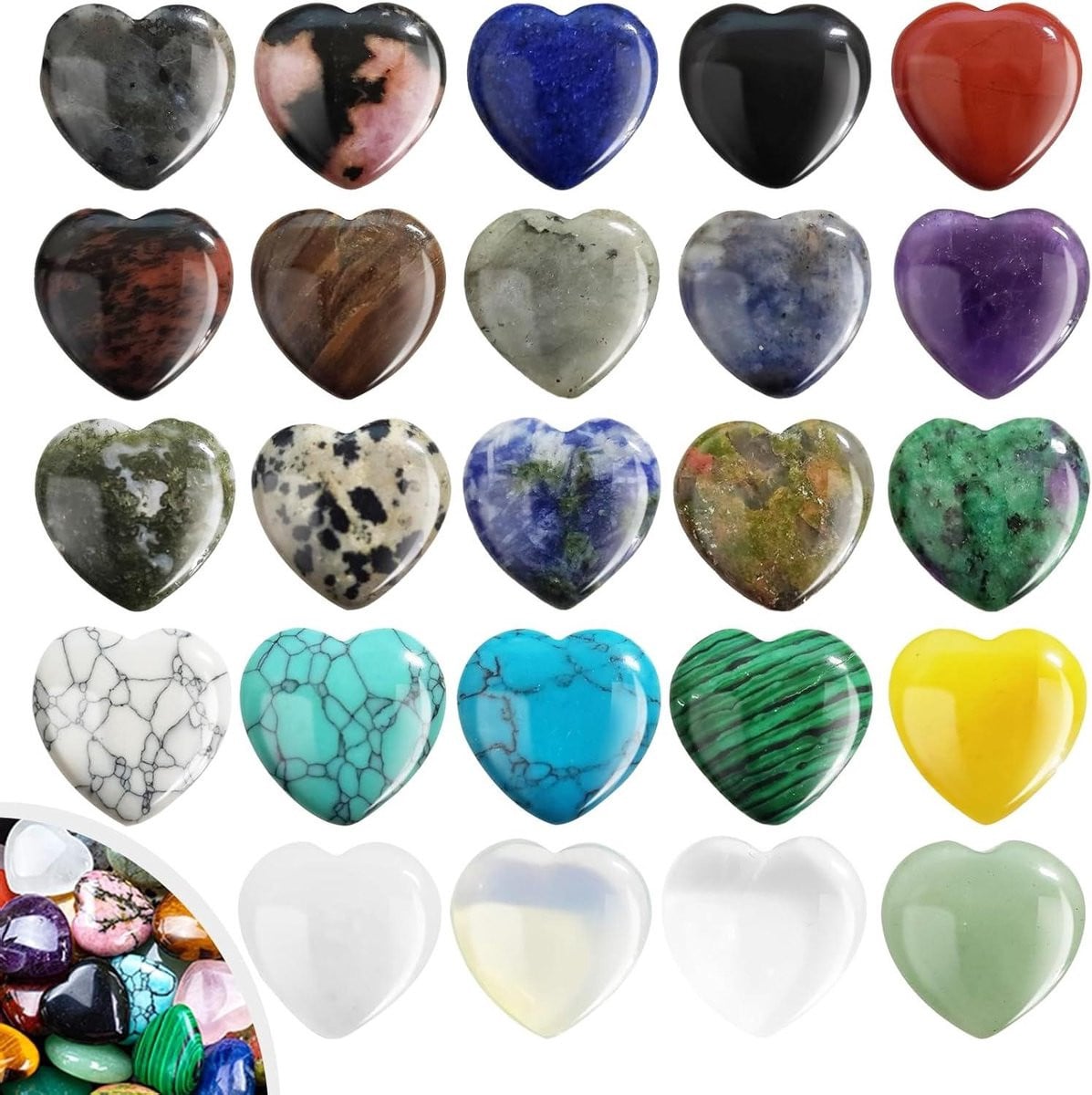 Hart Kristallen Helende Stenen voor Meditatie en Yoga - Multicolor - 20 mm