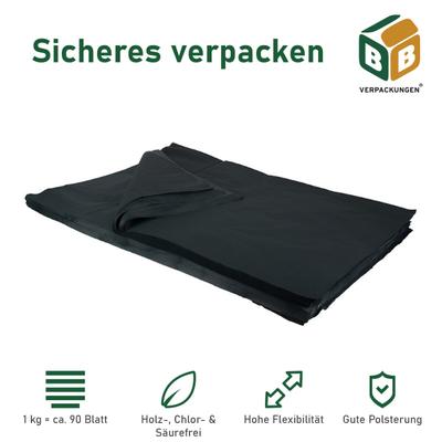 BB-Verpackungen GmbH 60 kg Packseide (50 x 75 cm) anthrazit einseitig glatt Premium-Qualität Seidenpapier Packseide Packpapier BB-Verpackungen