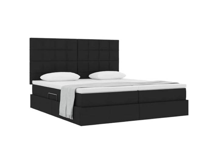 KTHLBRH Boxspringbett mit Kopfteil schwarz 180 x 200 cm Metallgestell, hydraulischer Aufzug, mittlere Matratze, 2 Stück