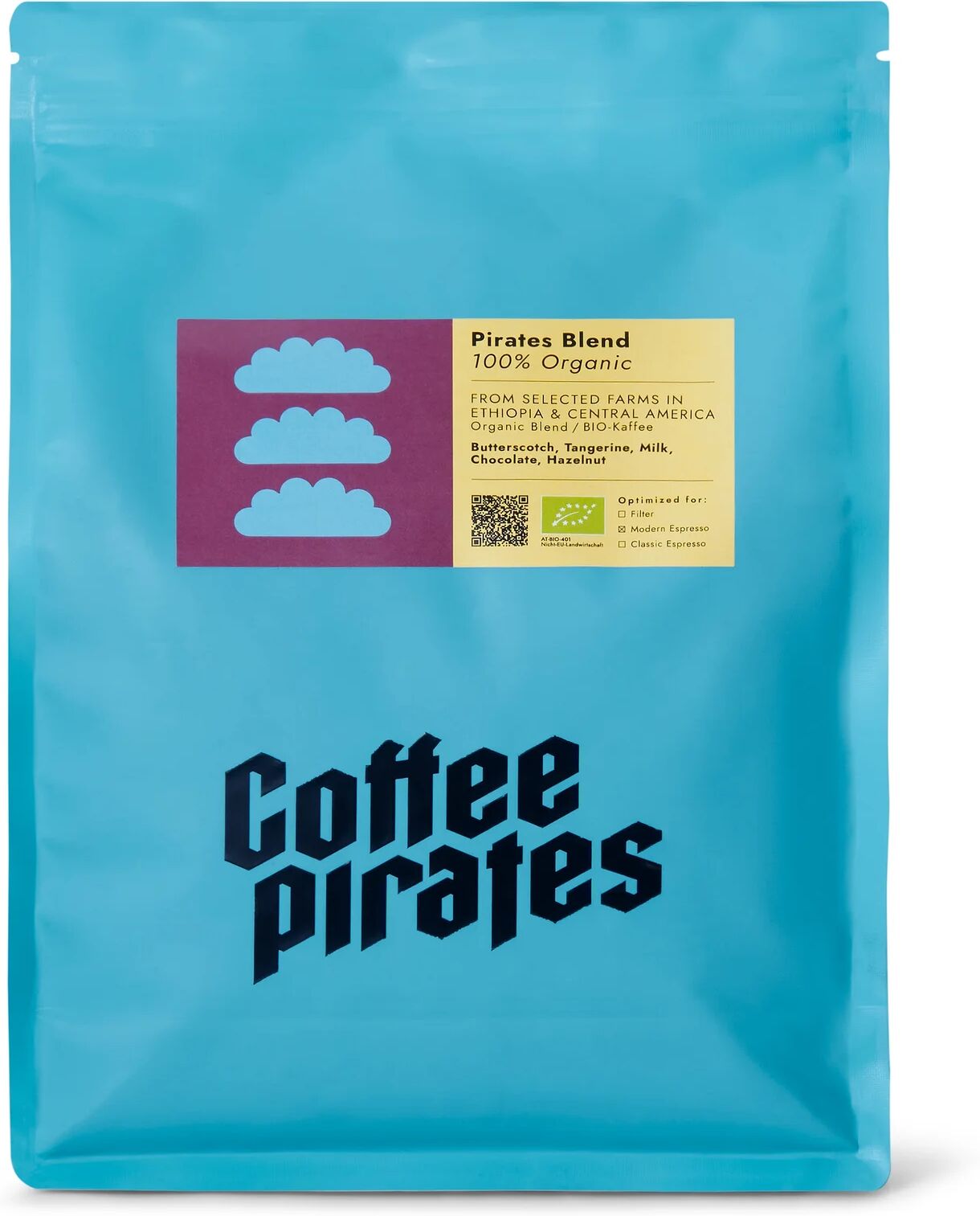 Coffee Pirates - Pirates Blend Bio Espresso - 1 kg Ganze Bohne - Intensität: 4/6