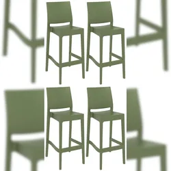 Proregal CHEFGASTRO 4er Set Barhocker YELLOWSTONE HxBxT 105x45x51cm Kunststoff Oliv Barstuhl