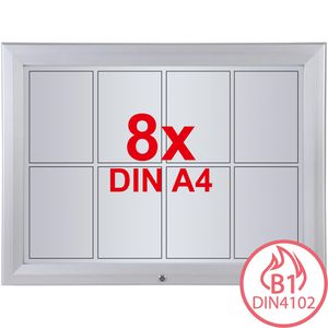 Showdown-Displays Schaukasten T-Linie, B1, außen, 8 x A4 (A1), magnetisch, abschließbar, schwer entflammbar
