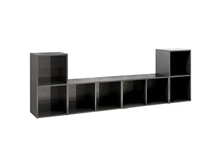 GKHPYURE TV-Möbel, 4 Stück, grau, glänzend, 72 x 35 x 36,5 cm Horizontale oder vertikale Platzierung, 2 Fächer, Montage erforderlich, für Wohnzimmer