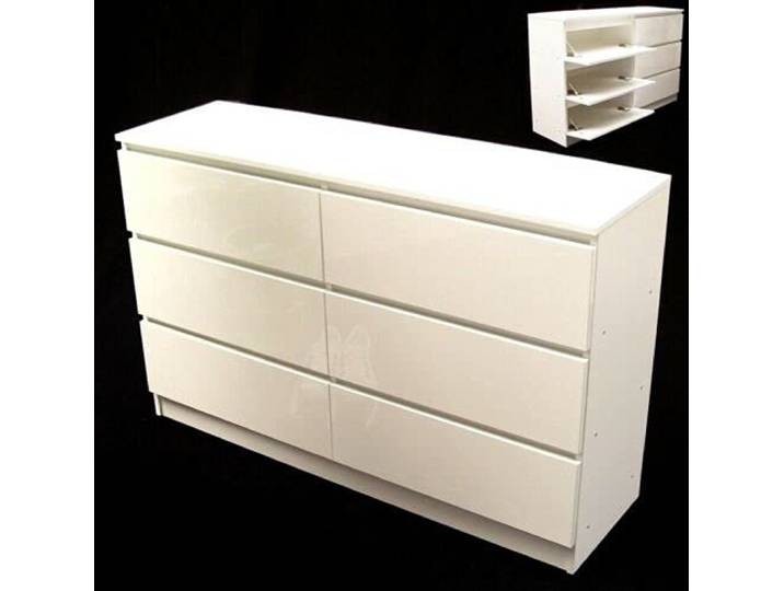 D+L Kommode mit 6 Schubladen Hochglanz Sideboard weiß Anrichte 57048 Schrank AWZ