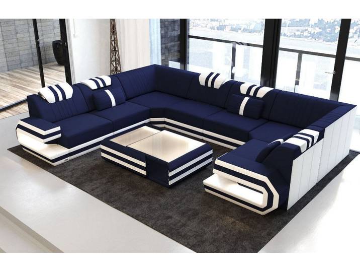 Wohnlandschaft Ragusa U-Form aus Stoff