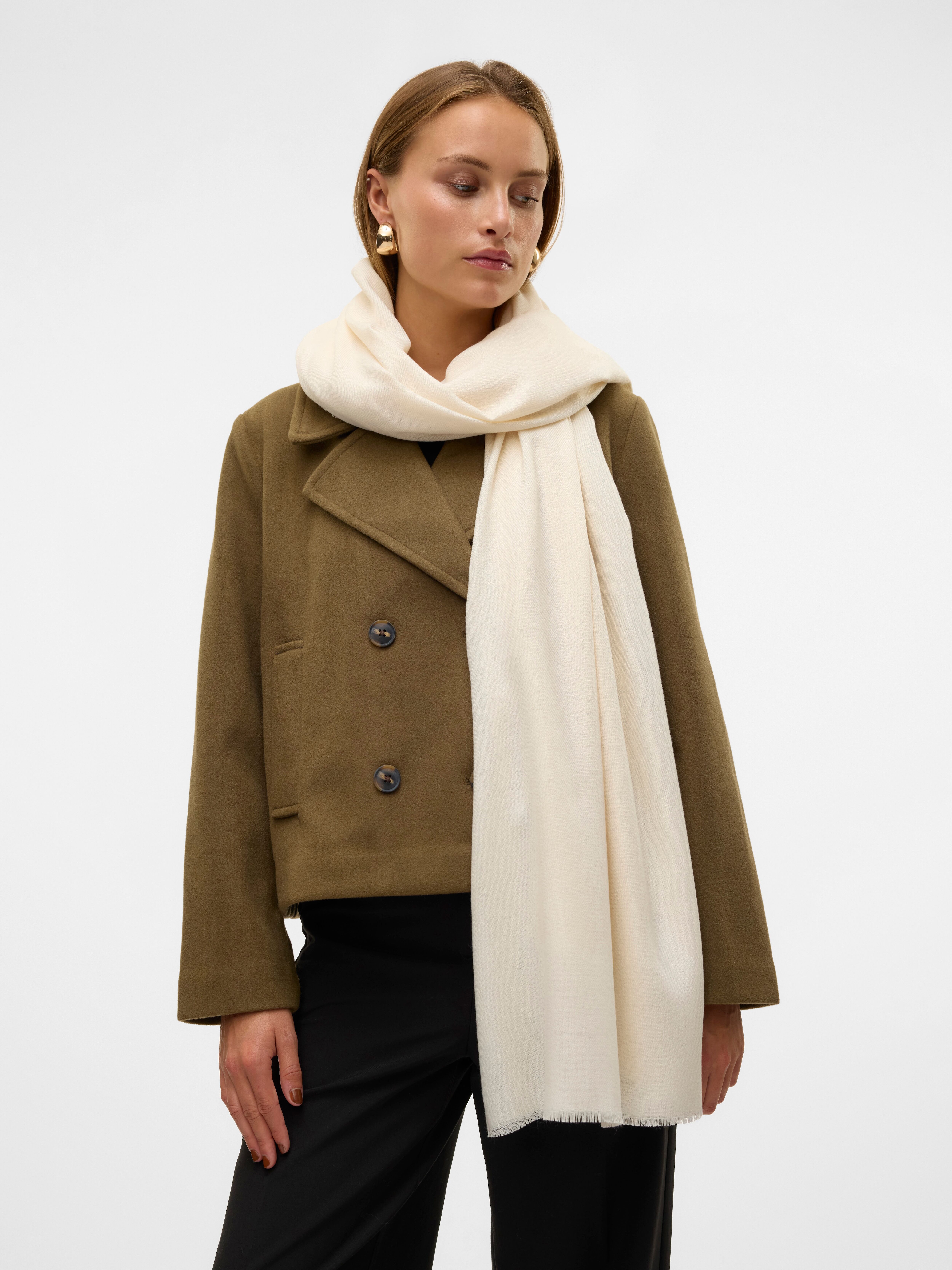 Modetuch VERO MODA "VMCARRIE SCARF NOOS", Damen, beige (birch), Web, Polyester, unifarben, Modetücher Modetuch