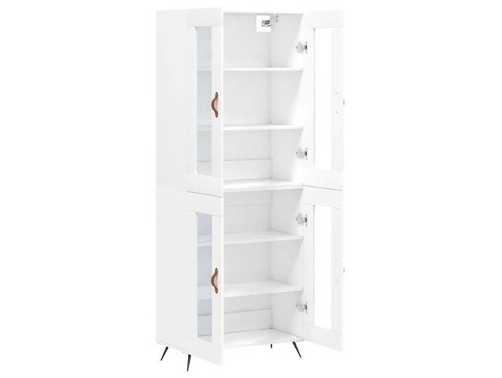 Buffet haut blanc - WIENS - 69 5x34x180 cm - Bois d'ingénierie - Blanc - Style scandinave moderne